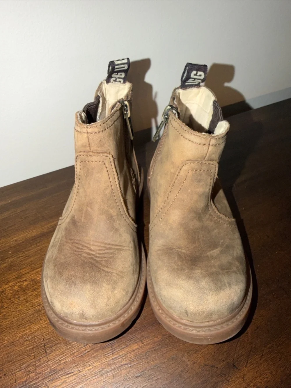 Little Kids Ugg Bolden Leather Weather Boots Brown Size 10 Zipper